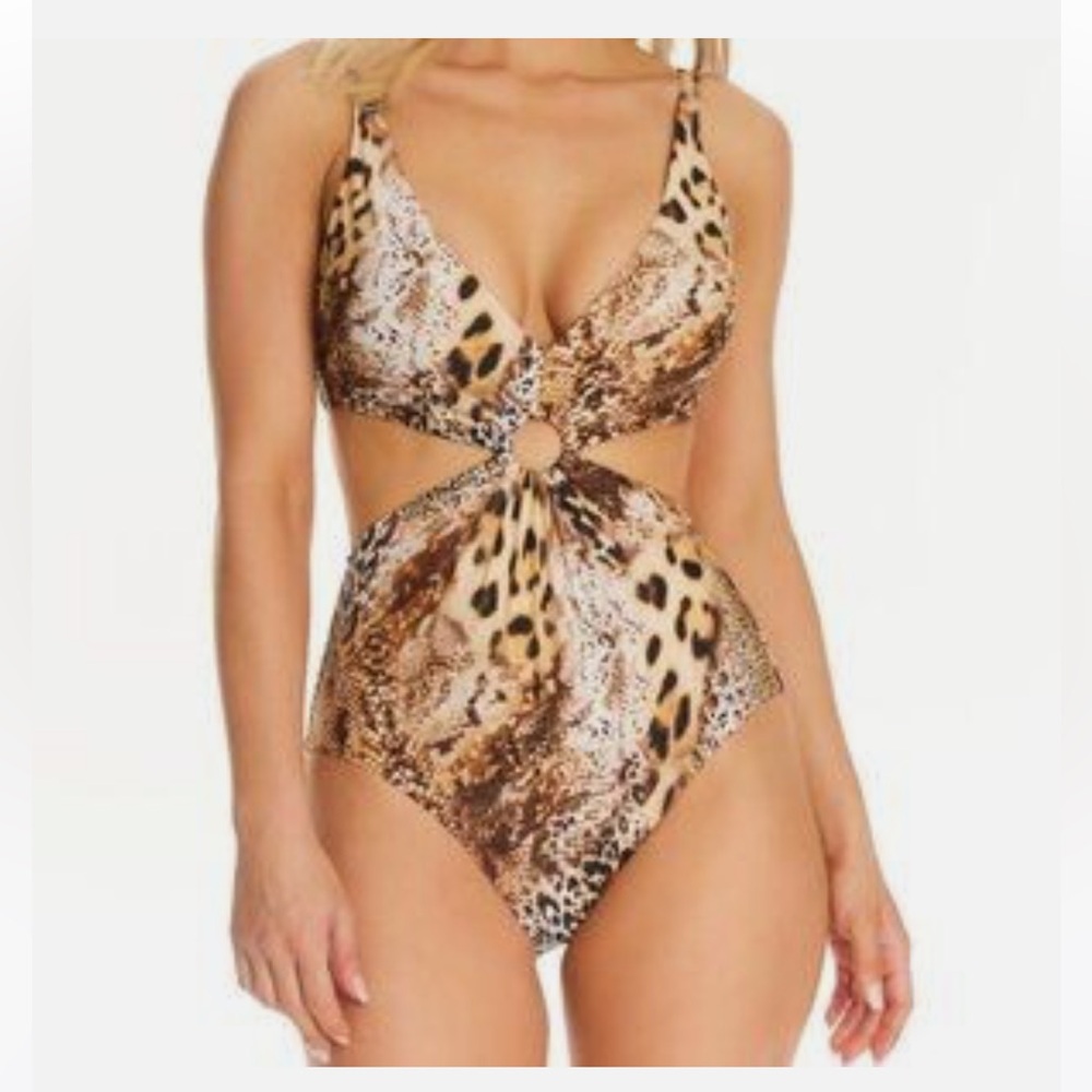 Bar III Leopard Print One Piece Swimsuit